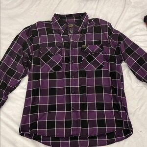DIXXON Purple and Black Plaid Casual Button Down Shirt